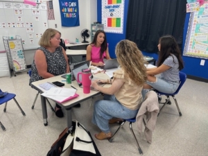 Teachers collaborating in a group