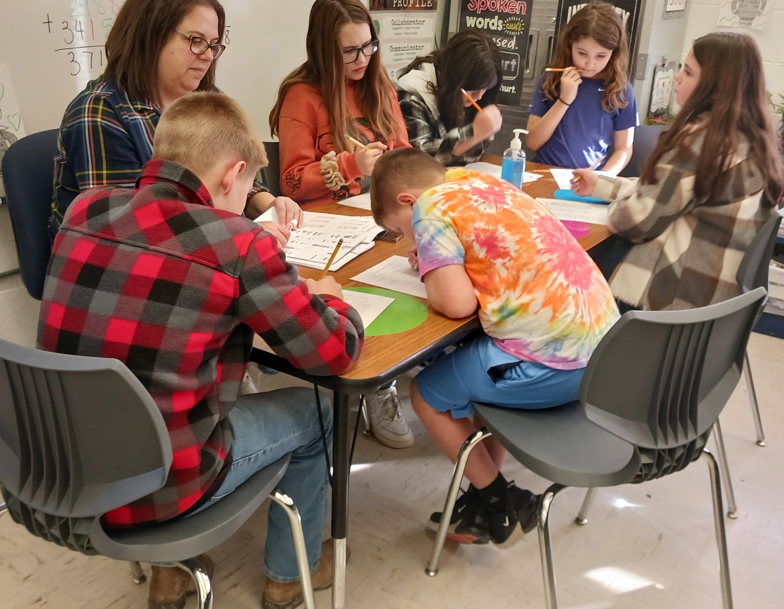 Teacher with group of students in small group