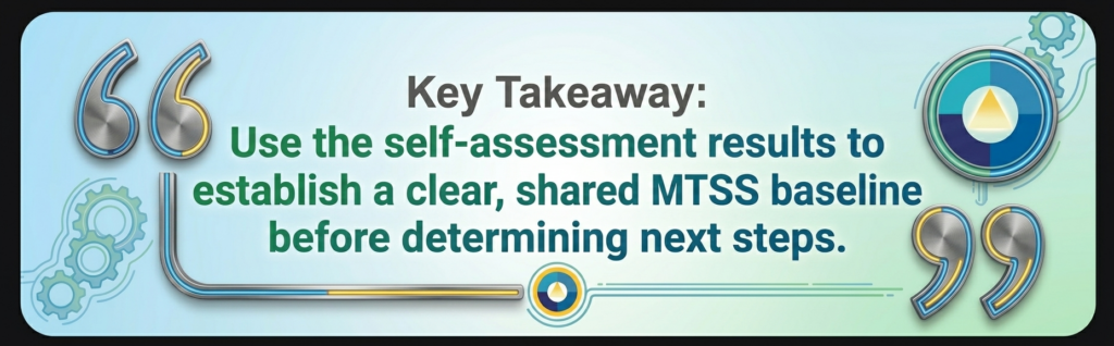 Graphic with gears and quotation marks highlighting the message: “Use digital tools to make MTSS data accessible and actionable.”