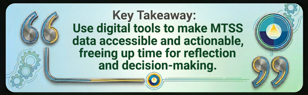 Graphic with gears and quotation marks conveying: “Align MTSS action planning with existing school and district priorities to create one cohesive system.”